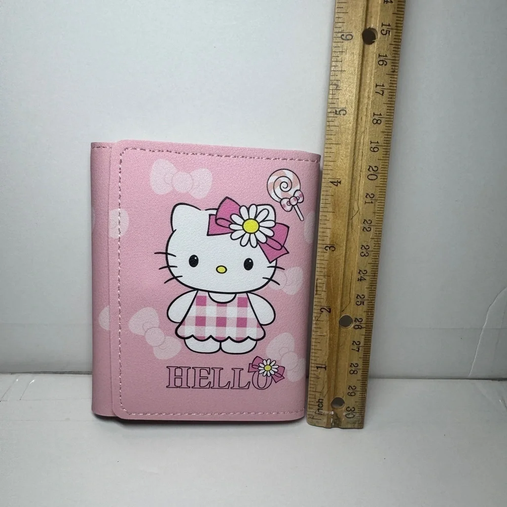 Sanrio Hello Kitty Pink Wallet Pink checkered dress tri-fold wallet NWT